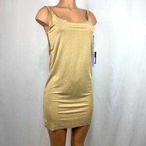 Kada The Foundation Cami Mini Slip Dress S Tan Soft Stretchy Comfort Drapey -NWT